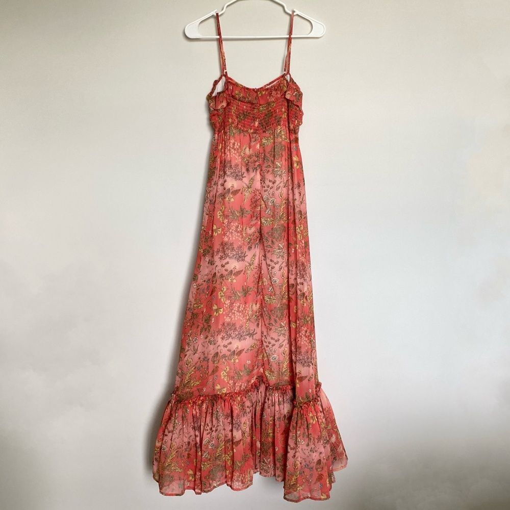 byTiMo Chiffon Strap Maxi Dress Salmon Bright Field Sleeveless Size XS NWOT - Picture 11 of 16